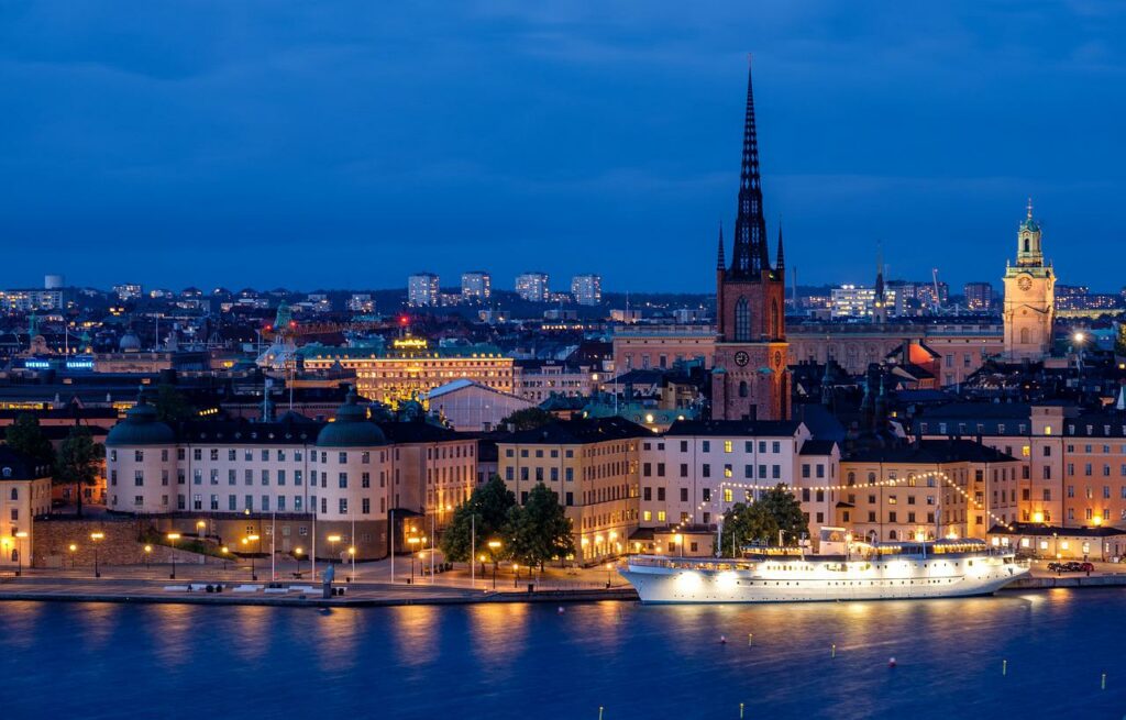 Beautiful Stockholm by night.