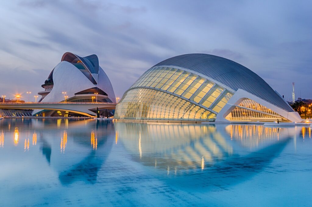 Valencia opera house at dawn.